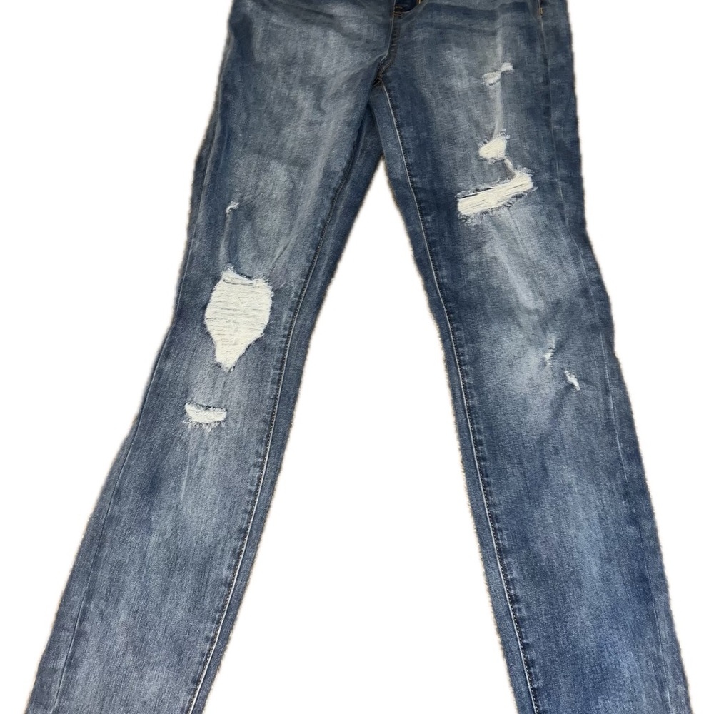 Fashion Nova Blue Skinny Jeans with Distressing